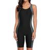 CHARMLEAKS Einteiliger Sport-Badeanzug für Damen, Pro Sports-Badeanzug, Boyleg Beach Wear, Farbblock