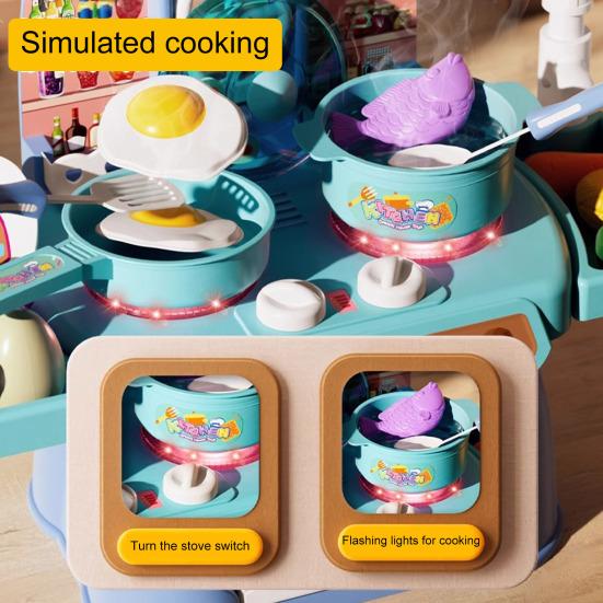 Juego de Cocina para Niños de 34 Piezas con Luz y Sonido, Juego de Parrilla para Juego de Roles para Educación Temprana, Juguetes de Cocina Casera