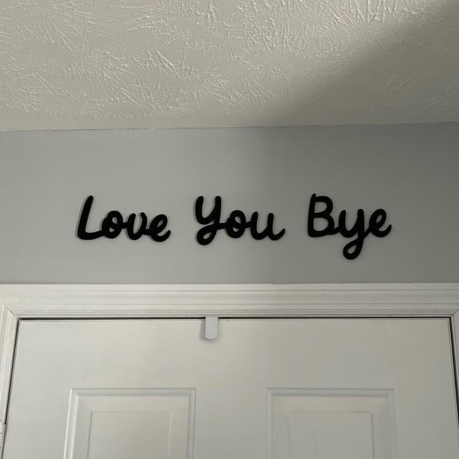 Love You Bye Sign Above Door, Bye Love You Wooden Script Sign Hallway Home Door, Wood Entryway Decor Door Topper, Express Love and Warm Family Sign