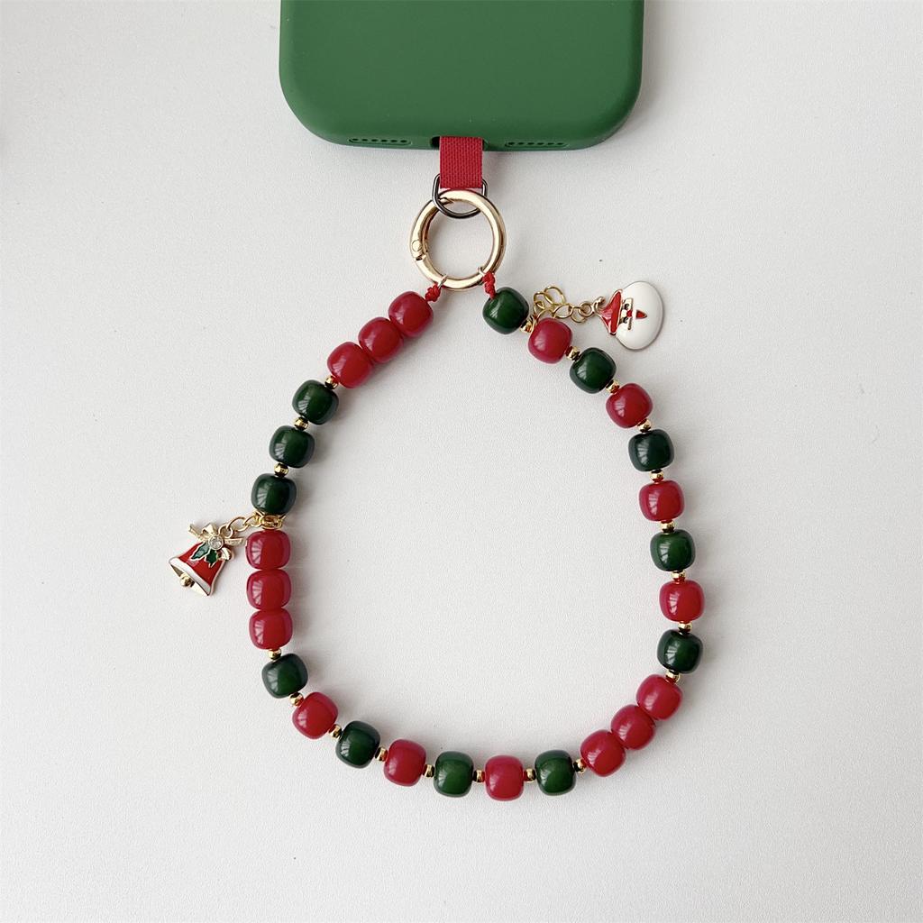8 inch Length Handmade Beaded Christmas Phone Strap Lanyard Charm Festive Holiday Accessory Hanging Ornament Gift