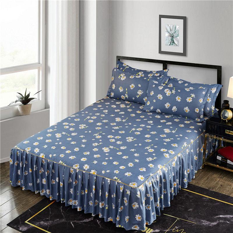 1pc Thickened Sanding Bedspread Soft Non-Slip King Queen Bed Skirt Wedding Fitted Sheet Cover No Pillowcase