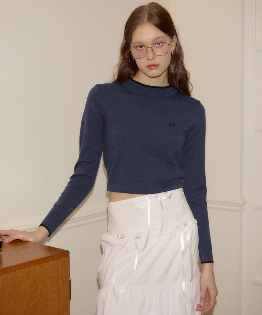 SALON DE YOHN Logo Basic Knit_ Navy