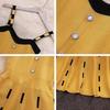 Knitted Contrast color Sexy V Neck Spaghetti Strap Summer Mini Dress Women Casual Party Yellow Black Sweater Dresses