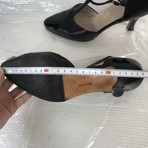 Salvatore Ferragamo Italien Spitze Riemchensandalen Damen 8C 24.5-25.0 Schwarz(GEBRAUCHT)