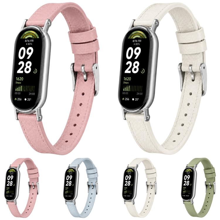 Litchi Texture Loop Buckle Vegan Leather Watch Band For Xiaomi Smart Band 10 / 10 NFC / 9