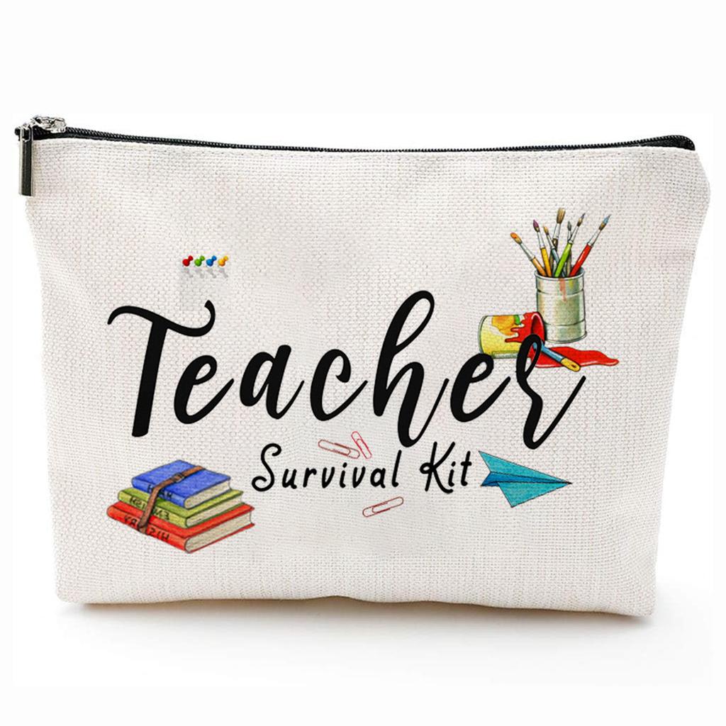 Teacher Gifts Teacher Appreciation Gifts Thank You Teacher Gift Bags Zipper Cosmetic Makeup Bag Canvas Pencil Pouch