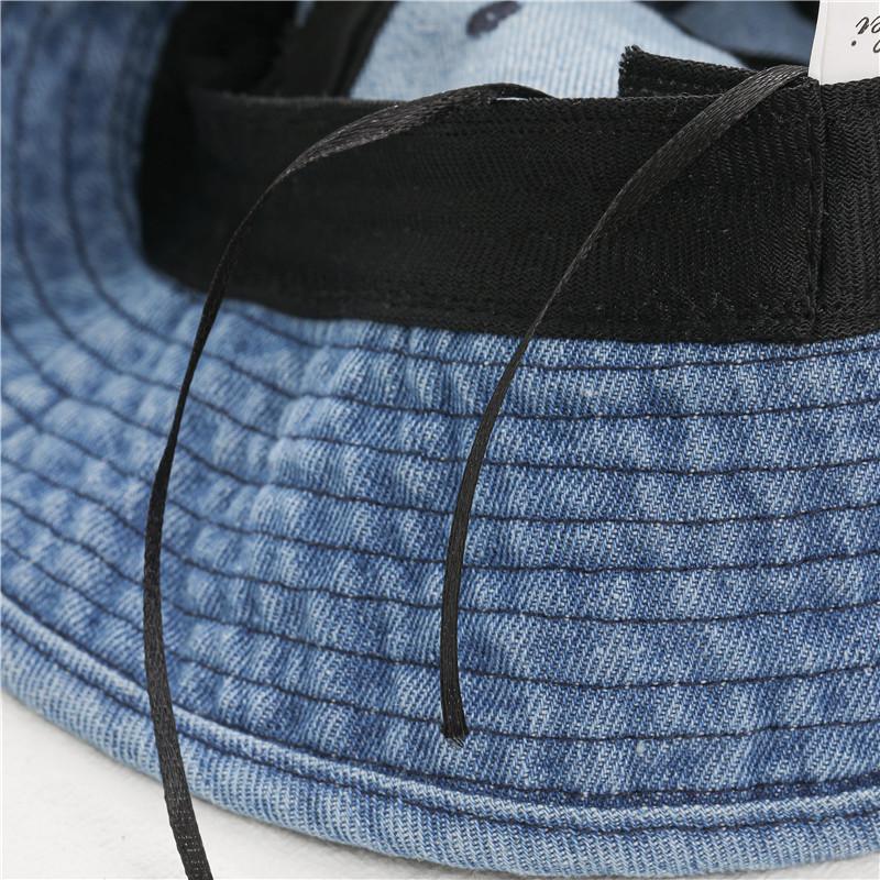 Japanese-style denim fisherman hat for women, Harajuku retro Hong Kong style bucket hat, spring-summer bucket hat, Korean version trendy plain hat