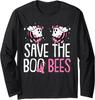 Save The Breast Cancer Awareness Boo Bees Halloween Long Sleeve T-Shirt