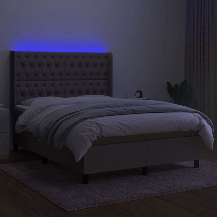 Maison Exclusive - Sommier à lattes de lit matelas et LED Taupe 140x190 cm Tissu