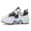 Kids Glowing Sneakers Kids Roller Skates for 6-15 Years Old Four-wheel Deformation Can Walk Can Skate Skates Mens Roller Sneakers