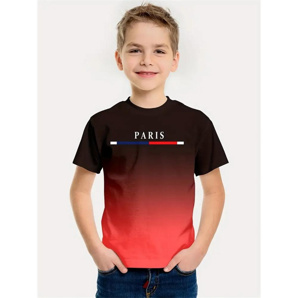Simple printing of children's boys' clothes, short sleeved children's summer clothes, casual daily boys' T-shirts, children's clothing, girls' tops