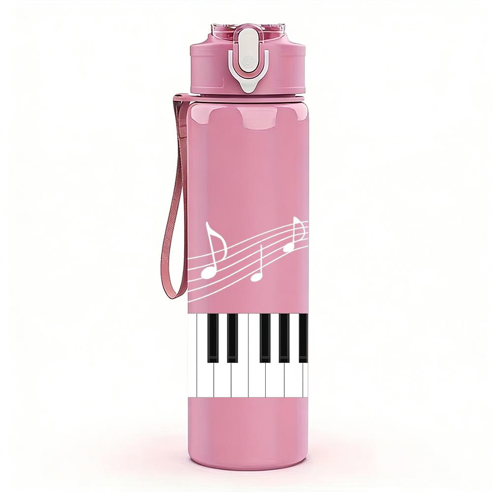 1PC Piano Key Layout 750ml Color Plastic Sports Water Bottle Leakproof Flip Straw Lid For Sports Office Home Use