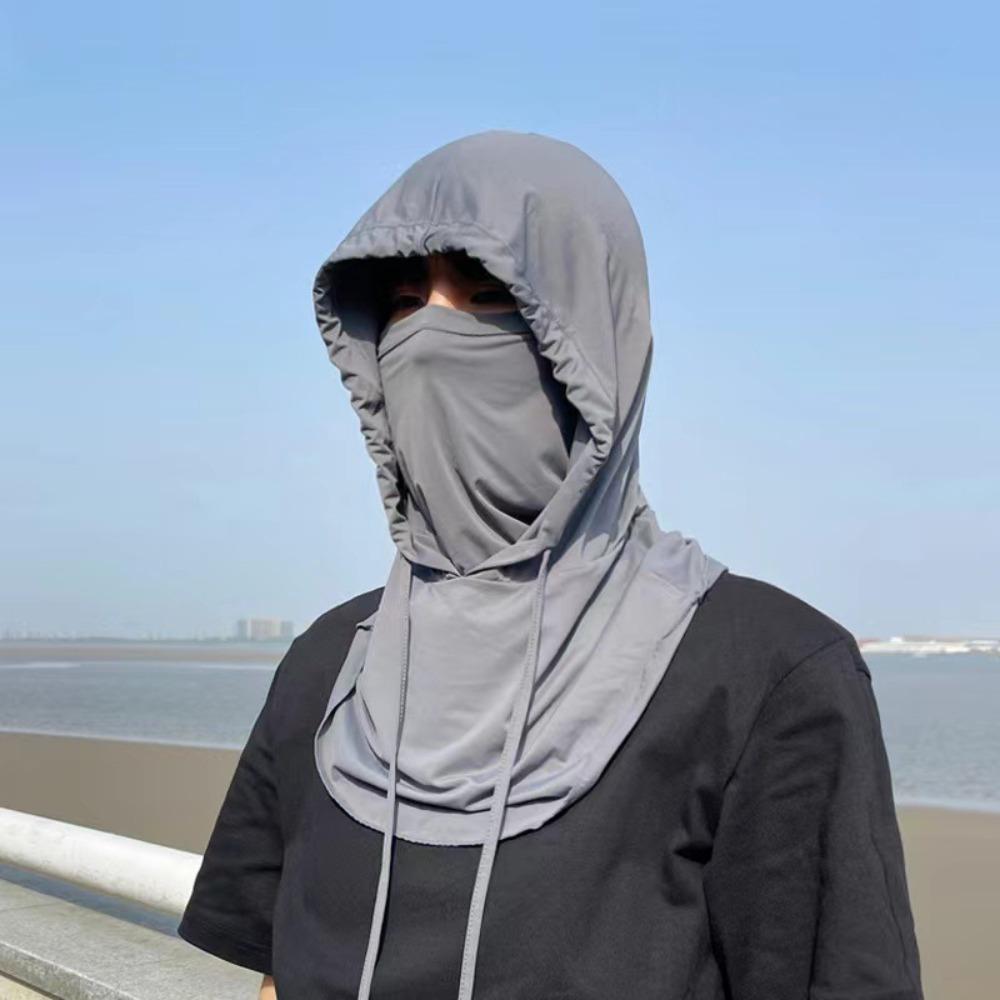Protect Neck Summer Sunscreen Mask Shawl Sunscreen Mask Breathable Sunscreen Hat Outdoor темно серый