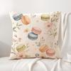 Macarons and Floral Cushion Cover Linen Organic Fabric DoubleSided Printing Sofa Breathable Home Decor Gift Pillow Case