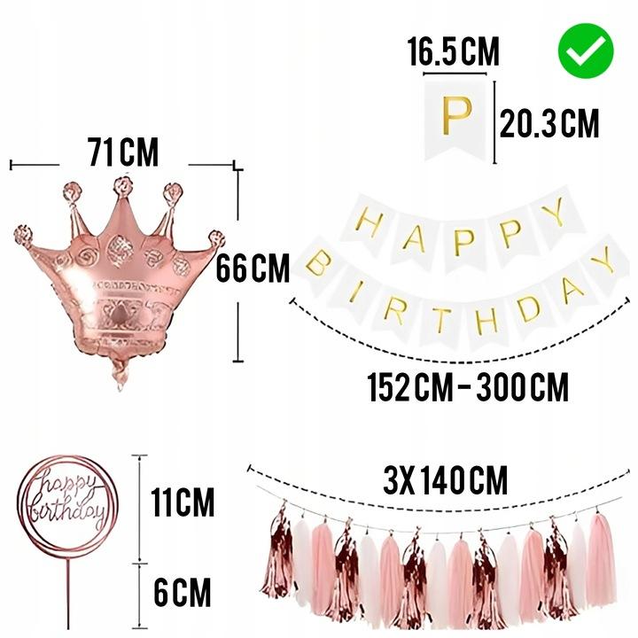 Set mit 65 roségoldenen Geburtstagsballons