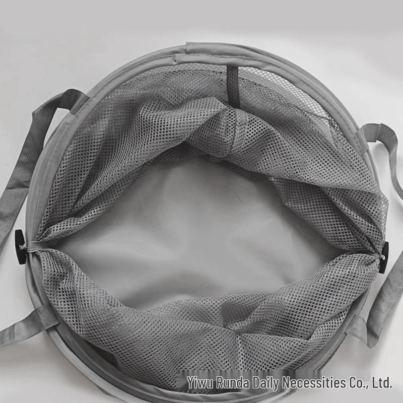 Large Foldable Mesh Laundry Hamper - Breathable, Floor-Standing Clothes Storage Basket темно-серого