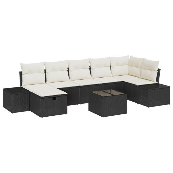 VidaXL Ensemble de canapé de jardin 8 pièces avec coussins en rotin synthétique noir 3359406