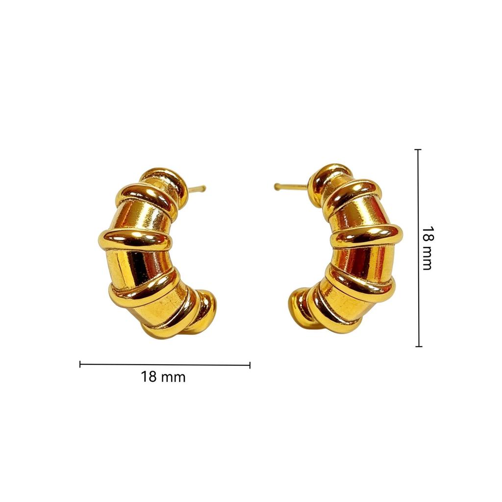 Chic C-Shaped Stainless Steel Hoop Earrings - European & American Style