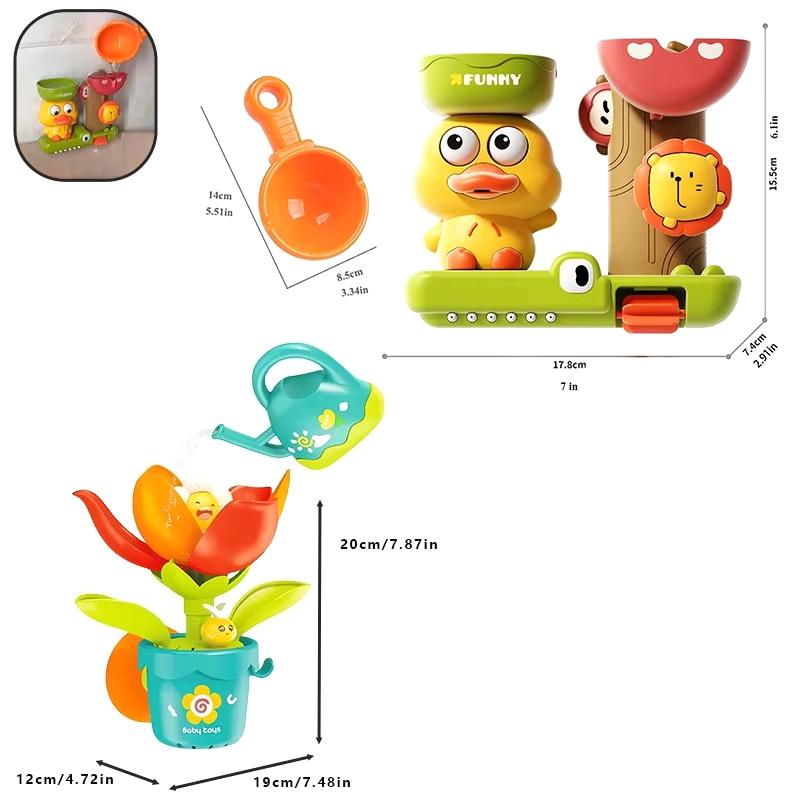 Giocattolo da Bagno per Bambini a Forma di Anatra/Fiore Gioca con l'Acqua Nella Ruota Idraulica del Leone Divertimento per Bambini Nella Doccia Vasca da Bagno Con Ventosa In Regalo per Bambini