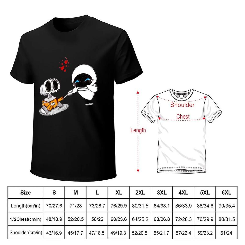 Walle Eve Pencilcolor Drawing TShirt Kawaii Clothes Vintage Clothes Mens T Shirts Casual Stylish