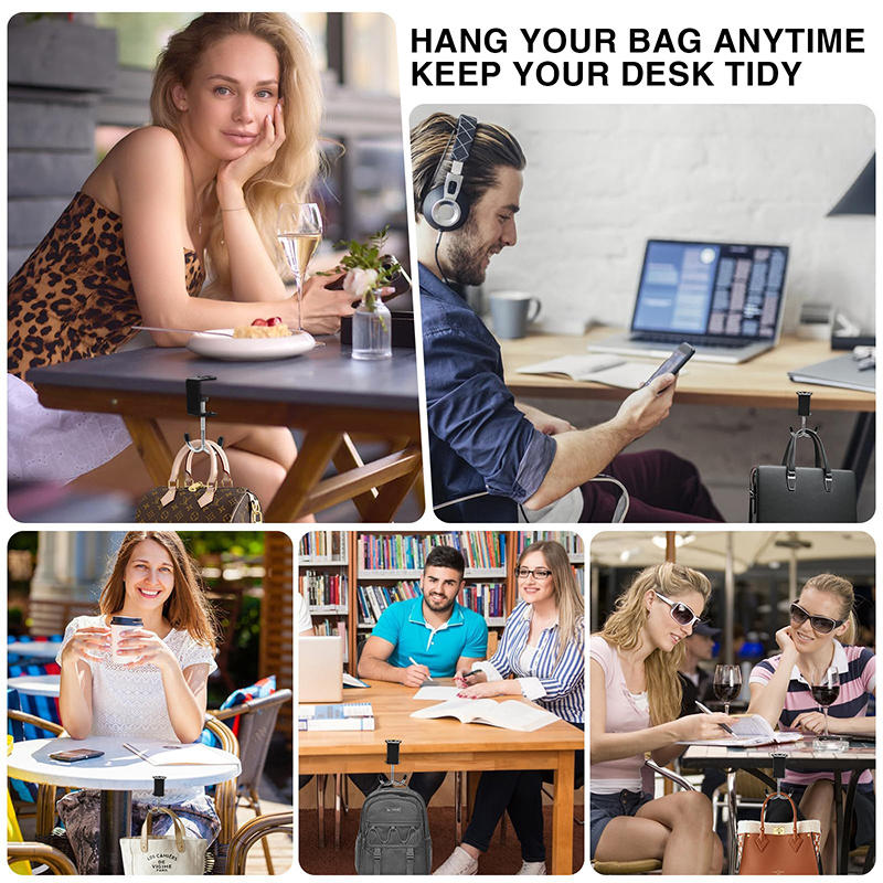 Removable Student Bag Hook No-Drill Strong Adhesive Hanger for Desk Side Portable Desktop Bag Holder for School Supplies