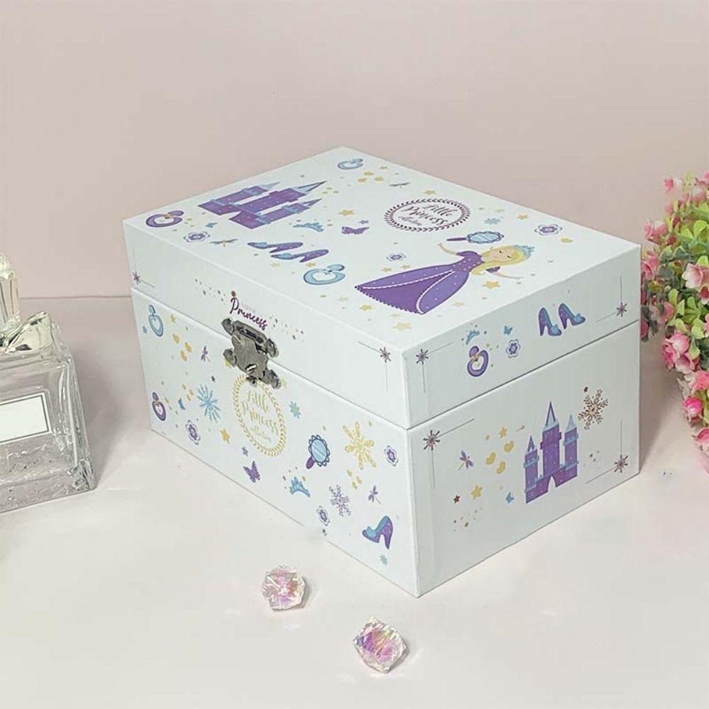 Cute Princess Music Box Cartoon Jewelry Storage Box Unique Children Musical Ornaments  Necklace Box