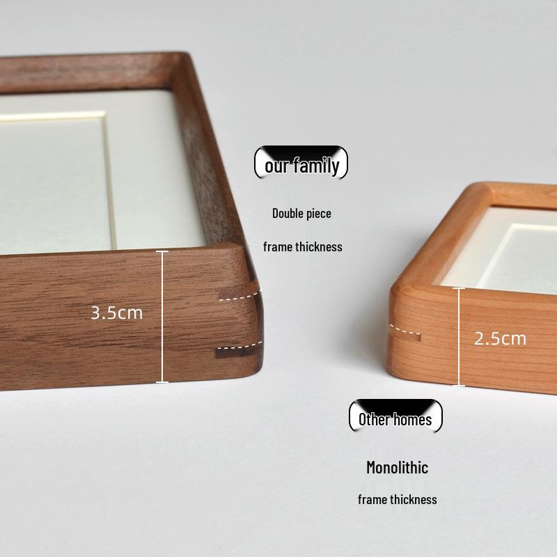 Contemporary Black Walnut Solid Wood Mortise & Tenon Photo Frame with Rounded Corners