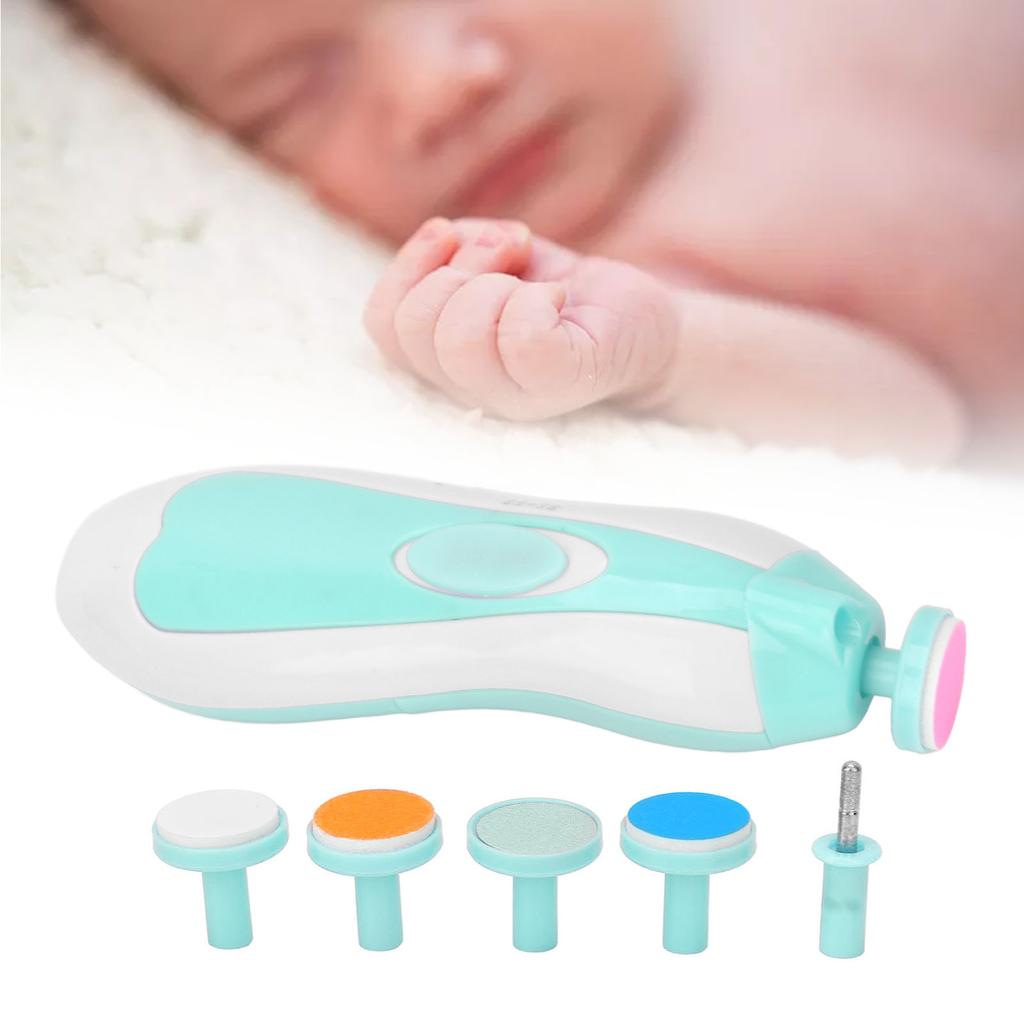 Baby Electric Nail Grinder Low Noise Manicure Care Portable Infants Nail File with 6 Grinding Hd