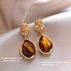 Tiger Eye Stone Earrings Alloy High End Ear Accessories Maillard Earrings Light Luxury Light Luxury Earrings For Gifts Daily