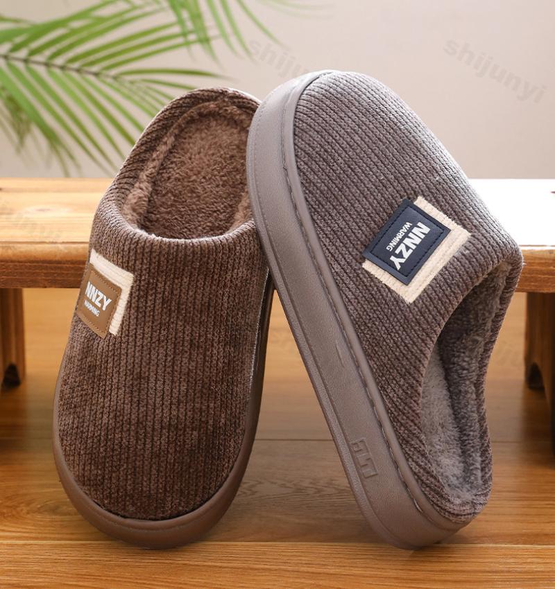 Fashion Large Size 50-51 House Slippers for Man EVA Lightweight Winter Plush Indoor Male Shoes 2025 New Non Slip Warm Platform Slippers