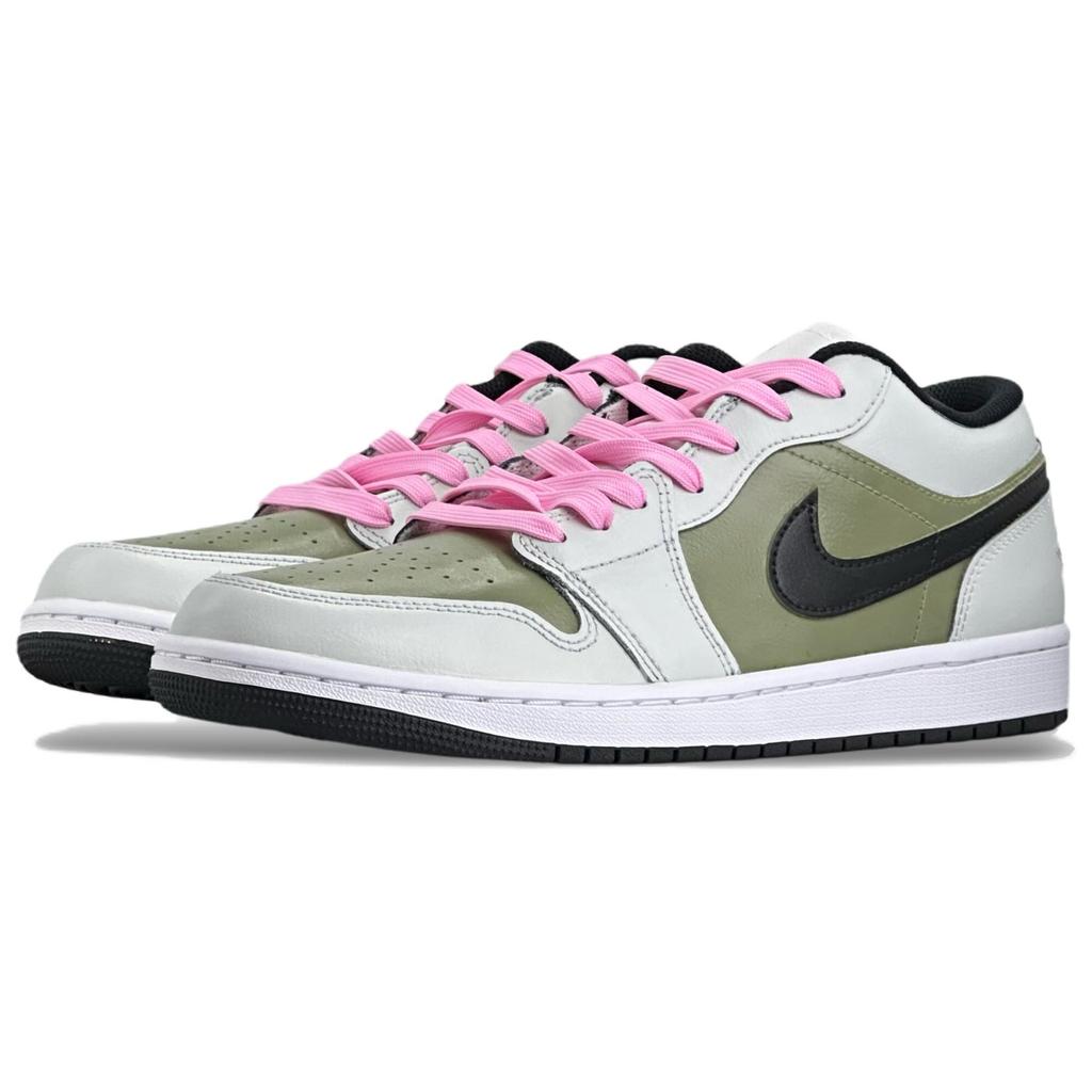 Jordan Air Jordan 1 Нескользящие Нескользящие Низкие Винтажные Баскетбольные Кроссовки Мужские Бежевый Зеленый 553558-165(Команда1178-)