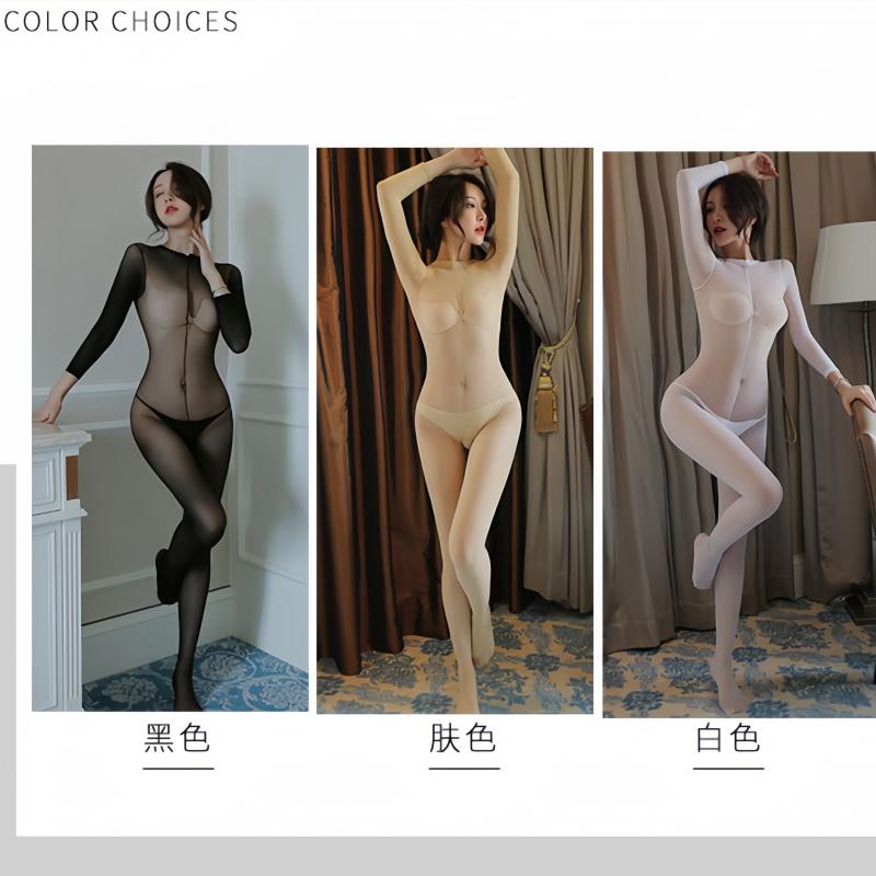 3 Colors Black Bodysuit Open Crotch Teddy Bodystocking Transparent Womens Long Sleeve One-Piece Sexy Lingerie Women Body Underwear Fishnet Costumes