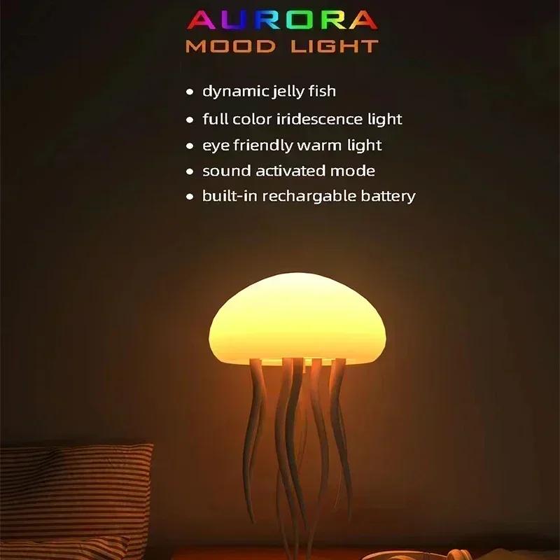 1Pc Upgraded Silent Jellyfish Lamp, Jelly Fish Light with Dancing Legs, Voice Control for Bedrooms, Living Room and Christmas Gifts
