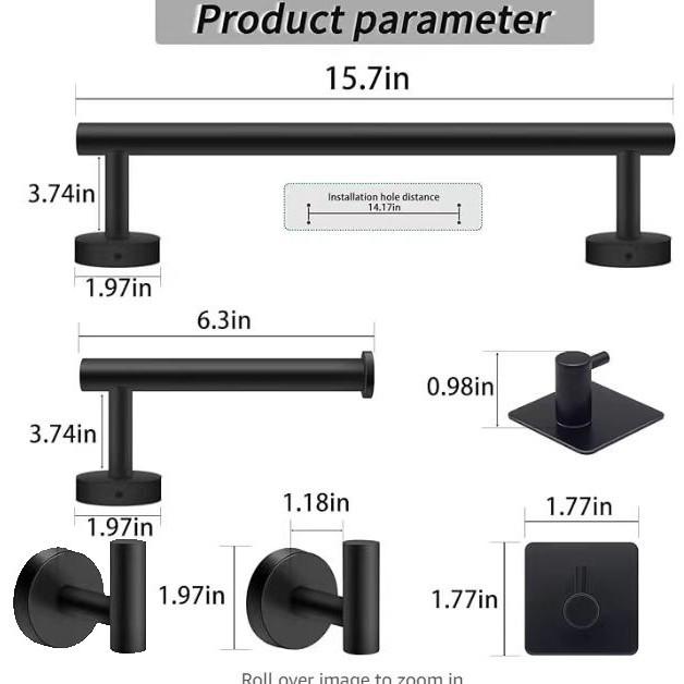 18-Piece Stainless Steel Bathroom Set: Towel Bars, Tissue Holder, Hooks, and Accessories