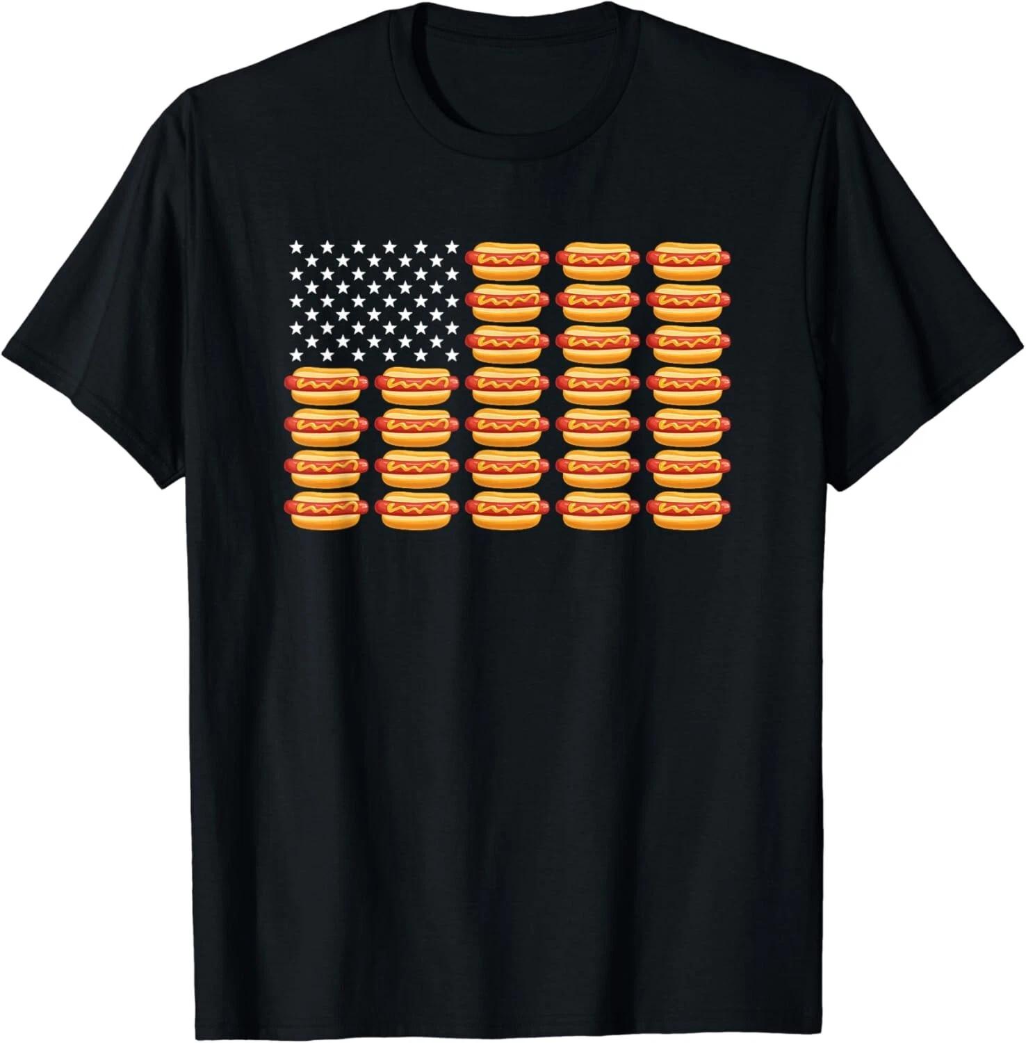 Hot Dog American Flag July 4th Patriotic Summer BBQ Funny Gift Unisex T-Shirt S