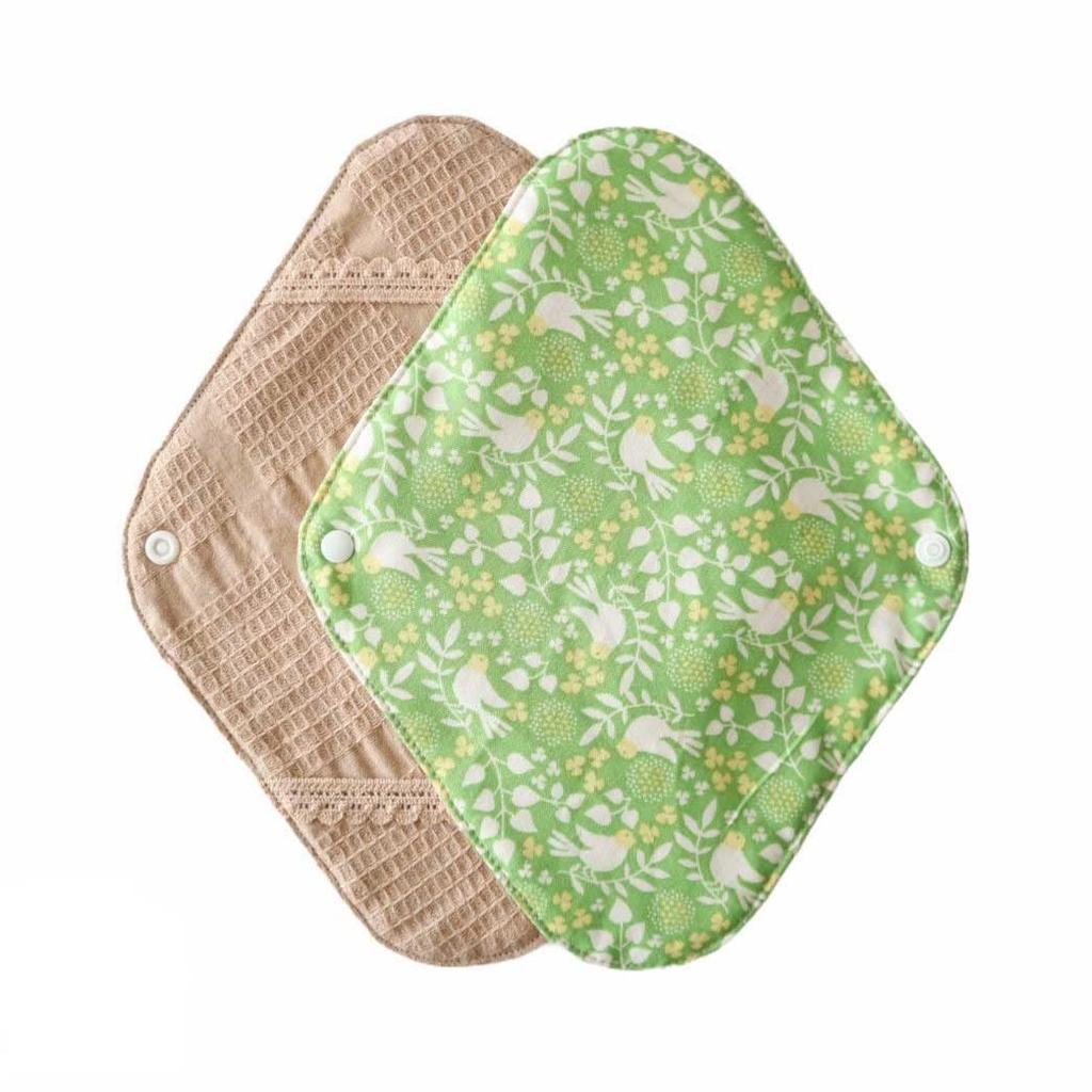 Hanafu Cloth Sanitary Leak Organic 1 Bird Green Napkin, Holder, Prevention, Regular, Cotton, Piece, Cotton, Pattern,