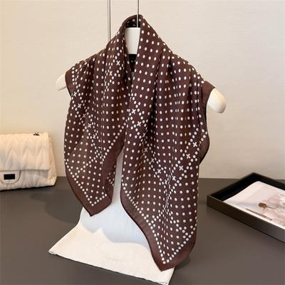 68Cm Small Square Feminine Scarf Hijab Female Cotton Feeling Headband Kerchief Vintage Neck Tie Shawl Wrap