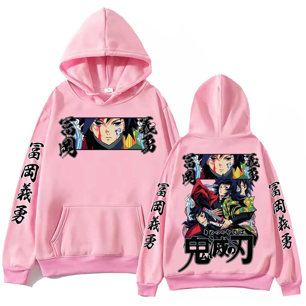 Hot Anime Demon Slayer Tomioka Giyuu Cool Graphic Hooded Men Women Manga Hoodies Casual Sweatshirt Harajuku Male Streetwear
