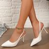 Elegant Stiletto Heels - Women's Solid Color Point Toe Dress Pumps - Stylish Buckle Strap Slingback
