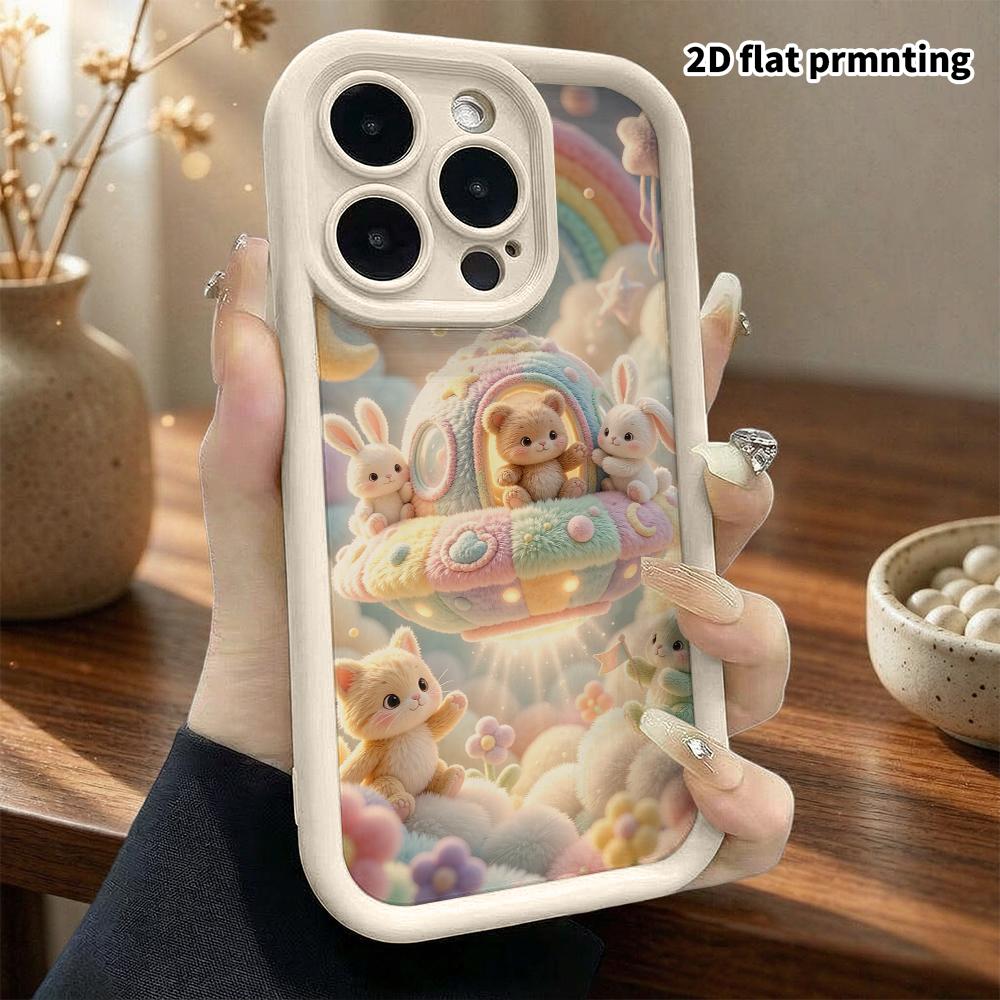 Phone Case: 2D flat, suitable for iPhone 18, 17, 16, 15, 14, 13, 12Pro protective case, space party, perfect Christmas and Halloween holiday gift