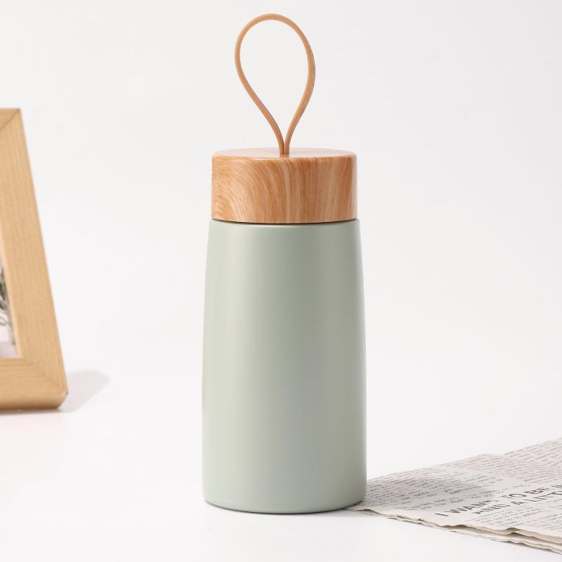 New Style Mini Thermos Cup Creative Wood Grain Cover Portable Vacuum Stainless Steel Water Cup Student High Value Pocket Cup