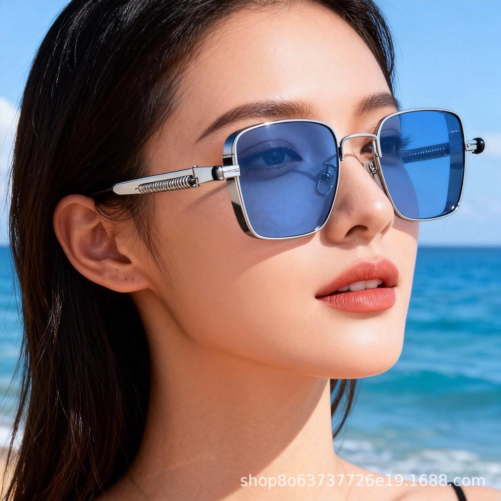Box steampunk retro women's sunglasses UV protection sunglasses women's high-end European and American sunglasses