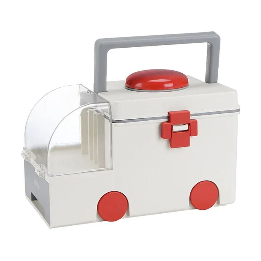 Cartoon Ambulance Shape Home Medical Box Portable Medical Box Pill Storage Box Large Capacity Plastic Medicine Box