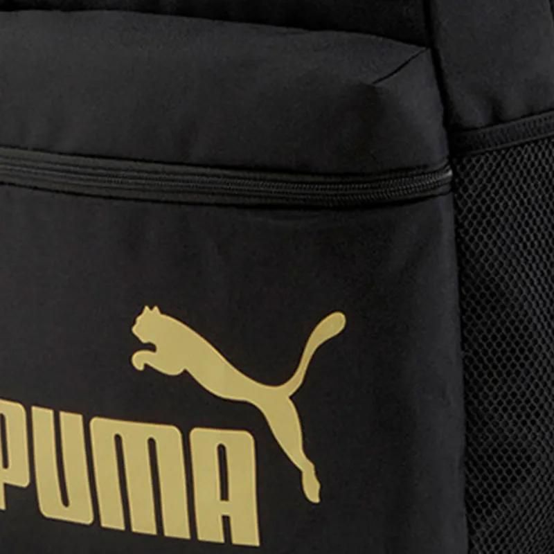 PUMA Fabric Backpack Unisex Black Gold (Unisex) Backpacks 075487 49