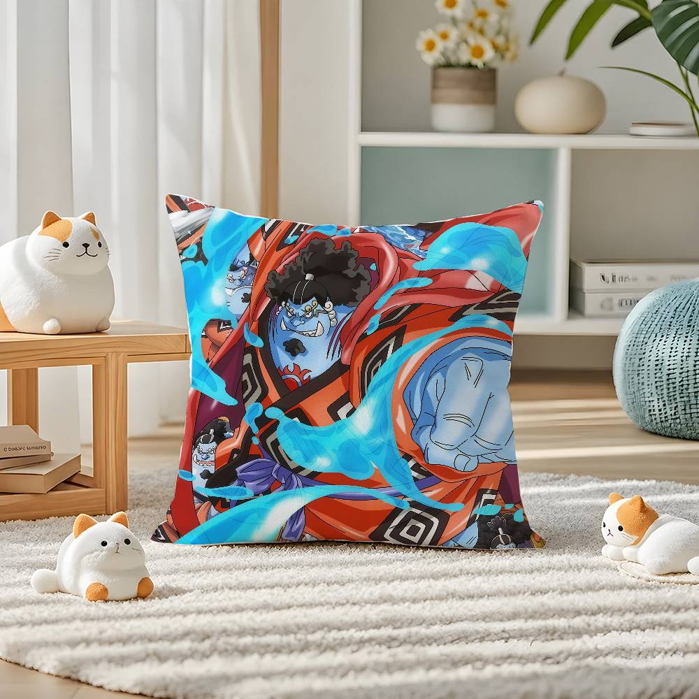 One Piece Wano Country Arc Anime Plush Pillow Cover Soft Short Plush Cushion Cover For Sofa Bedroom Home Decor Gift Decoration