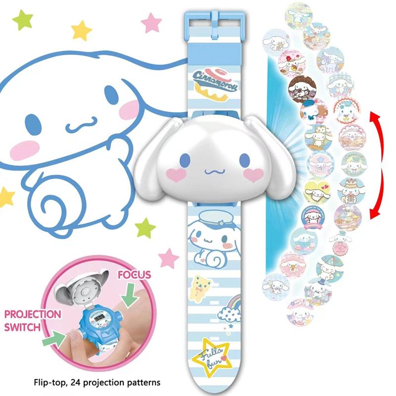 3D Projection Digital Watch Cinnamoroll Kuromi Melody Cartoon Led Silica Watchband Electronic Watches Kids Gift Birthday Present