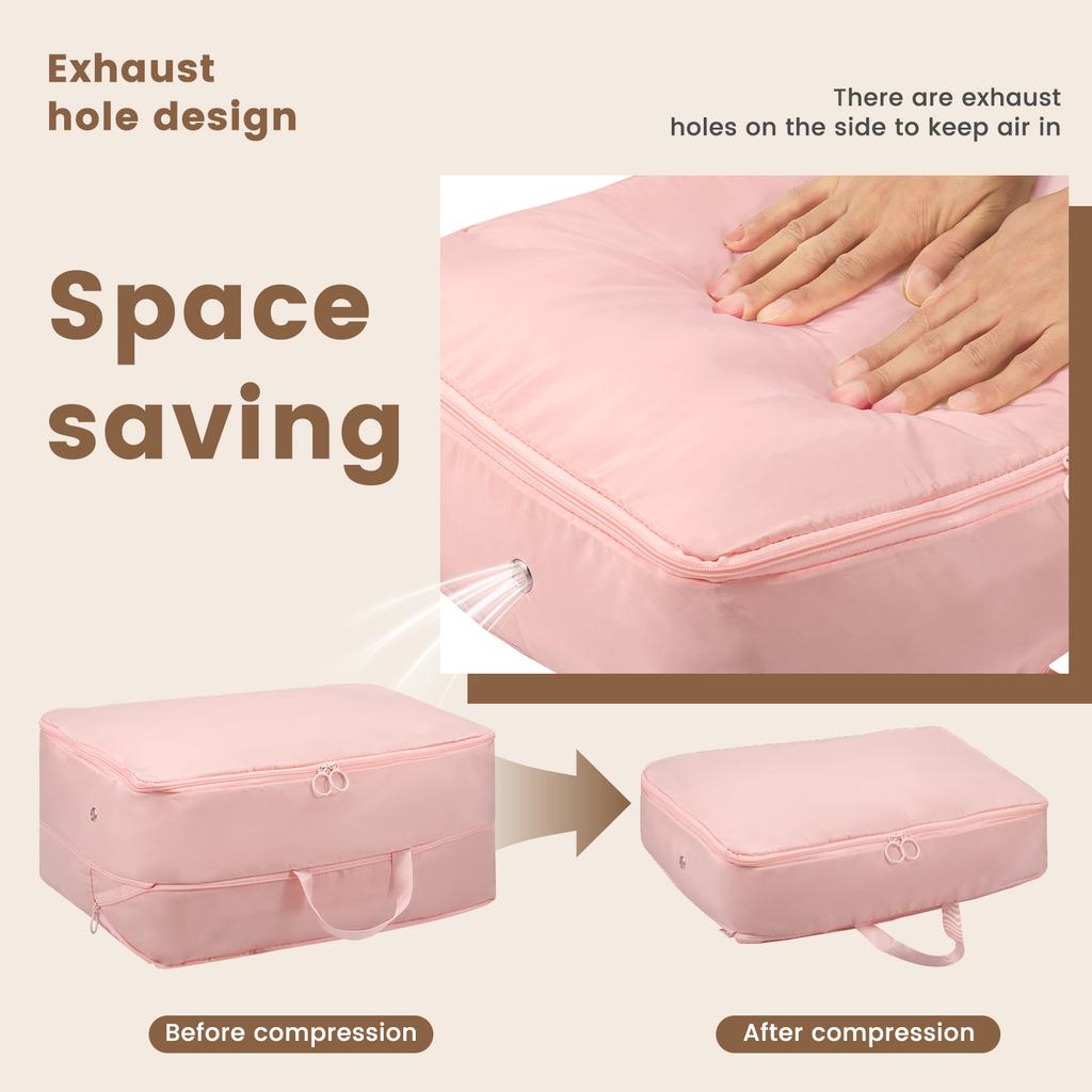 Compression Storage Bag with Zipper Quilt Clothes Closet Cabinet Organizer Space Saving Self Compression Clothes Bedding Storage