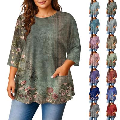 Women's Fashion Plus Size Printed Short Sleeve Blouse For Elegant Commuting And Casual Wear