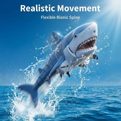 Jouet réaliste de requin RC pour enfants avec pulvérisation d'eau, bateau télécommandé étanche 2,4 GHz pour piscine, baignoire, lac