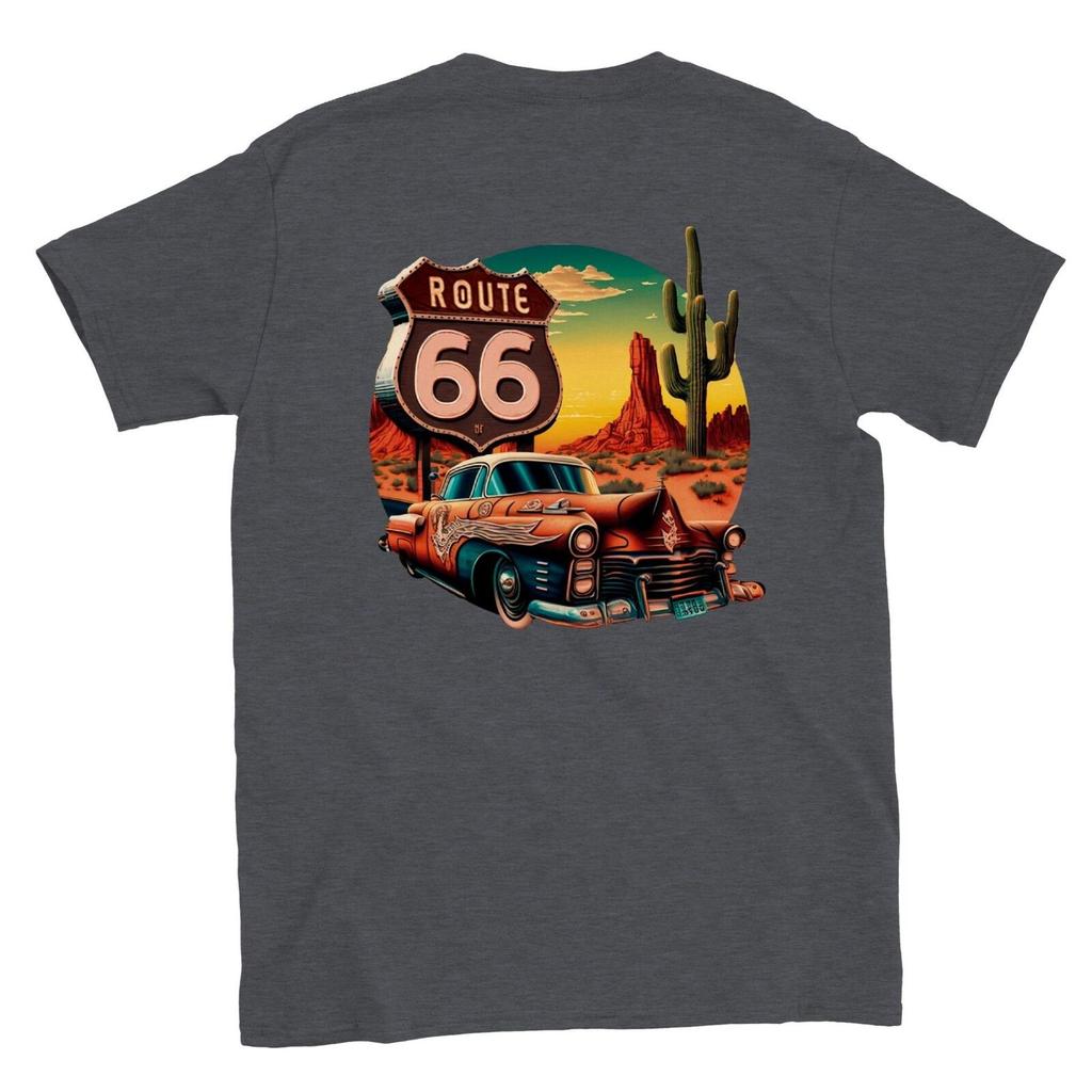 Route 66 Back Print Classic Unisex Crewneck T shirt
